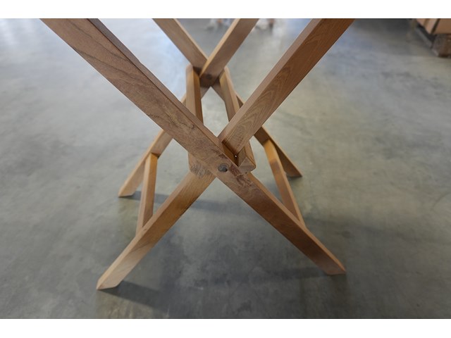 Teak plateau met plooibare staander, jeparas (gf119), lot van 2 - afbeelding 4 van  4