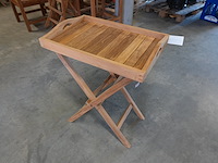 Teak plateau met plooibare staander, jeparas (gf119), lot van 2