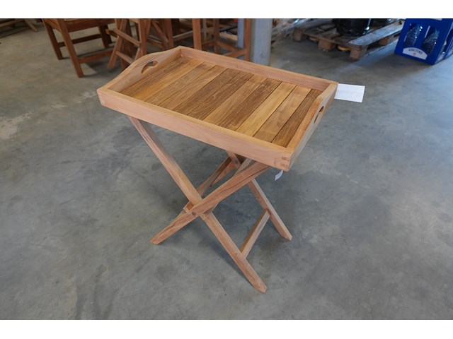 Teak plateau met plooibare staander, jeparas (gf119), lot van 2 - afbeelding 1 van  4