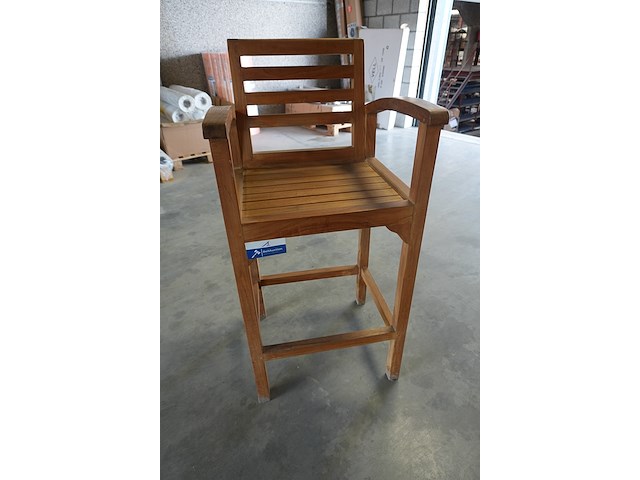 Teakhouten barstoelen met armleuning, jeparas (2 stuks) - afbeelding 1 van  5
