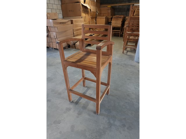 Teakhouten barstoelen met armleuning, jeparas (2 stuks) - afbeelding 4 van  5