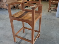 Teakhouten barstoelen met armleuning, jeparas (2 stuks) - afbeelding 4 van  5