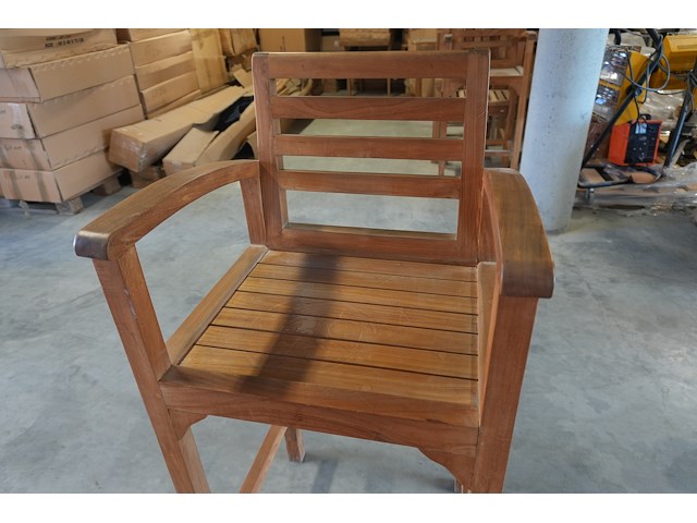 Teakhouten barstoelen met armleuning, jeparas (2 stuks) - afbeelding 5 van  5