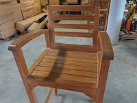 Teakhouten barstoelen met armleuning, jeparas (2 stuks) - afbeelding 5 van  5