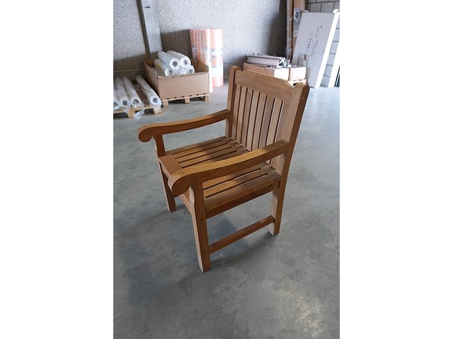 Teakhouten stoelen met armleuning, jeparas (6 stuks) - afbeelding 6 van  6