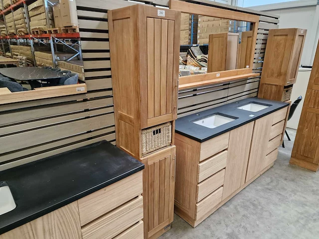 Teakline avignon kolomkast met nis 35 x 35 x 180cm links open - massief - afbeelding 2 van  4