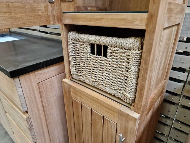 Teakline avignon kolomkast met nis 35 x 35 x 180cm links open - massief - afbeelding 4 van  4