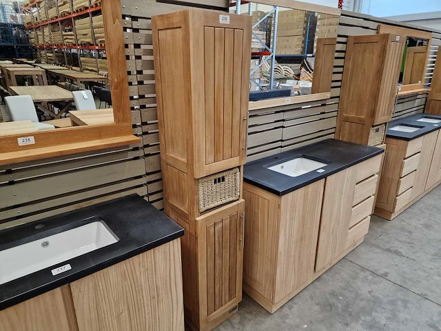 Teakline avignon kolomkast met nis 35 x 35 x 180cm links open - massief - afbeelding 2 van  4