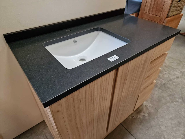 Teakline badkamermeubel dubai 100cm met 2 draaideuren greeploos - afbeelding 6 van  7