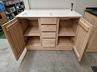 Teakline badkamermeubel dubai 120cm met 2 deuren + 3 laden - terrazzo waskom - afbeelding 4 van  6