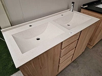 Teakline badkamermeubel dubai 120cm met 2 deuren + 3 laden - terrazzo waskom - afbeelding 3 van  6