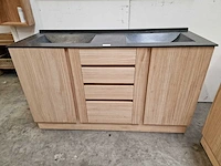 Teakline badkamermeubel dubai 150cm met 2 deuren + 3 laden - terrazzo waskom - afbeelding 5 van  6