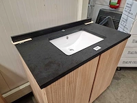 Teakline badkamermeubel dubai 90cm 2 draaideuren - graniet blad + porselein waskom - afbeelding 3 van  5