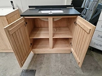 Teakline badkamermeubel dubai 90cm 2 draaideuren - graniet blad + porselein waskom - afbeelding 4 van  5