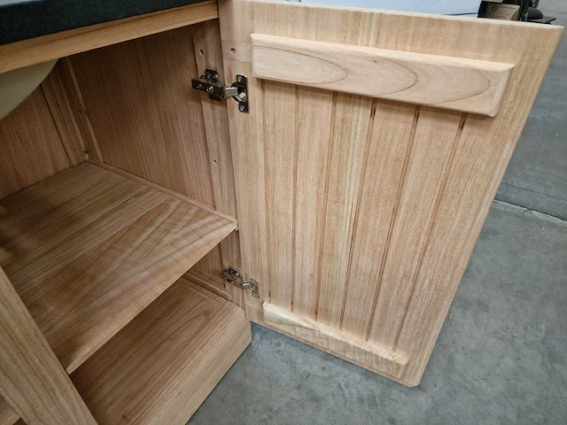 Teakline badkamermeubel dubai 90cm 2 draaideuren - graniet blad + porselein waskom - afbeelding 5 van  5