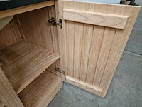 Teakline badkamermeubel dubai 90cm 2 draaideuren - graniet blad + porselein waskom - afbeelding 5 van  5