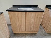 Teakline badkamermeubel dubai 90cm met 2 draaideuren greeploos - afbeelding 2 van  6
