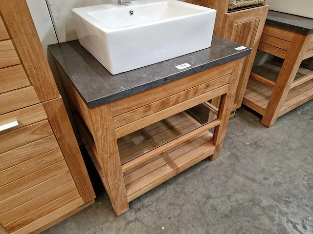 Teakline badkamermeubel erica 75cm + blauwe hardsteen - showroom model - afbeelding 1 van  6
