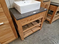 Teakline badkamermeubel erica 75cm + blauwe hardsteen - showroom model - afbeelding 1 van  6