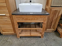Teakline badkamermeubel erica 75cm + blauwe hardsteen - showroom model - afbeelding 2 van  6