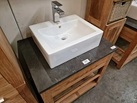 Teakline badkamermeubel erica 75cm + blauwe hardsteen - showroom model - afbeelding 3 van  6