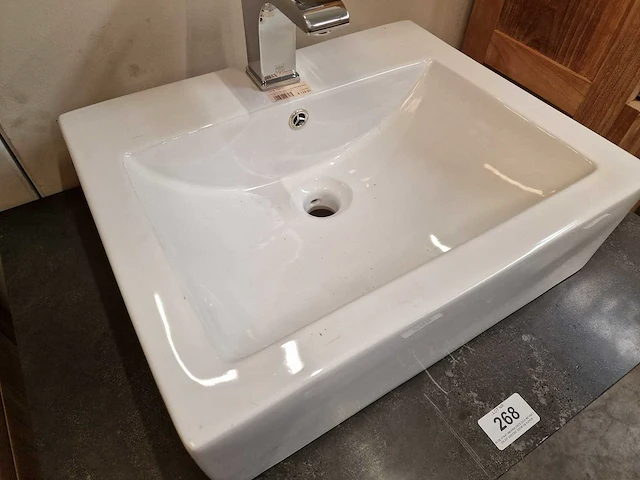 Teakline badkamermeubel erica 75cm + blauwe hardsteen - showroom model - afbeelding 4 van  6