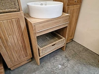 Teakline badkamermeubel loire 60cm + teak blad - massieve a-kwaliteit - afbeelding 1 van  5