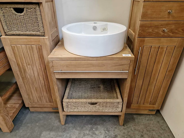 Teakline badkamermeubel loire 60cm + teak blad - massieve a-kwaliteit - afbeelding 2 van  5