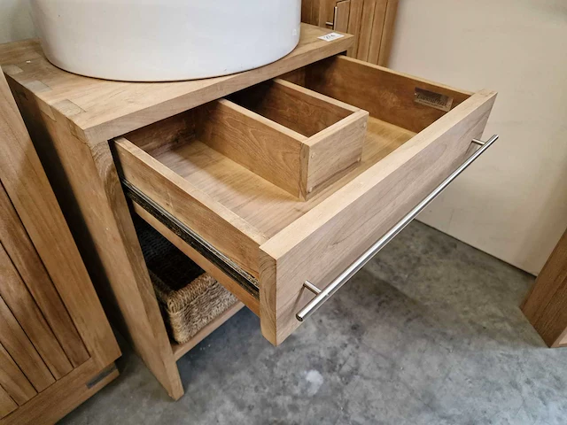 Teakline badkamermeubel loire 60cm + teak blad - massieve a-kwaliteit - afbeelding 4 van  5