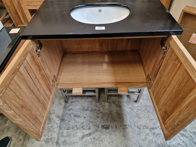 Teakline badkamermeubel new milano 90cm + 1 onderbouw ovale waskom - afbeelding 4 van  5