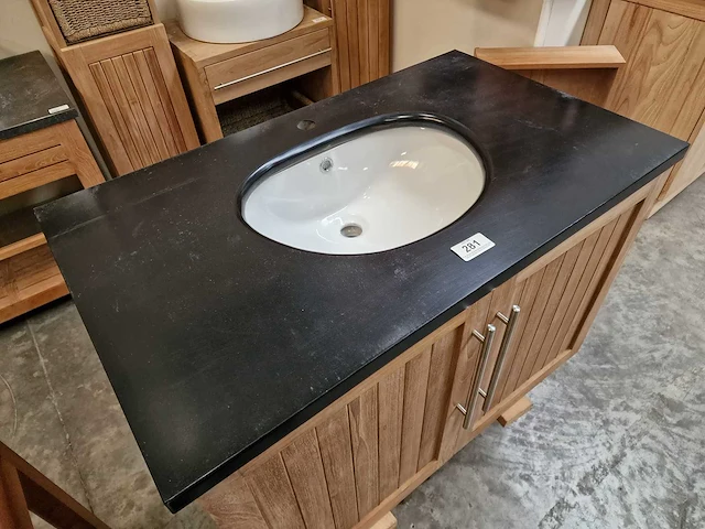 Teakline badkamermeubel new milano 90cm + 1 onderbouw ovale waskom - afbeelding 5 van  5