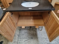 Teakline badkamermeubel new milano 90cm + 1 onderbouw ovale waskom - afbeelding 1 van  5