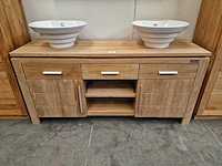 Teakline badkamermeubel new toulouse 160cm 2 deuren + 3 laden - full teak - afbeelding 2 van  7