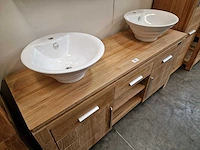 Teakline badkamermeubel new toulouse 160cm 2 deuren + 3 laden - full teak - afbeelding 3 van  7