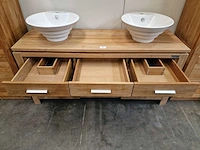 Teakline badkamermeubel new toulouse 160cm 2 deuren + 3 laden - full teak - afbeelding 6 van  7