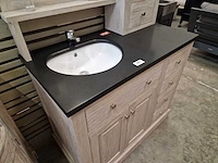Teakline badkamermeubel retro grey 105cm met blad blauwe hardsteen - afbeelding 3 van  6
