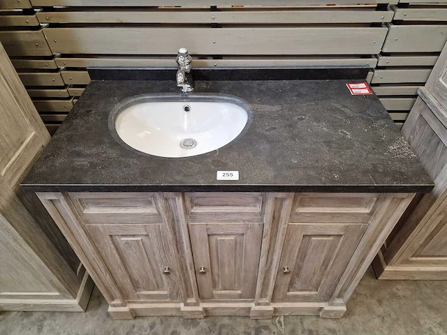 Teakline badkamermeubel retro grey 105cm square + 1 onderbouw waskom - afbeelding 4 van  5