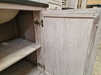 Teakline badkamermeubel retro grey 150cm met laden + 2 onderbouw waskommen - afbeelding 5 van  6