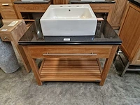 Teakline badkamermeubel saint tropez 90cm met lade + zwarte graniet - afbeelding 2 van  5