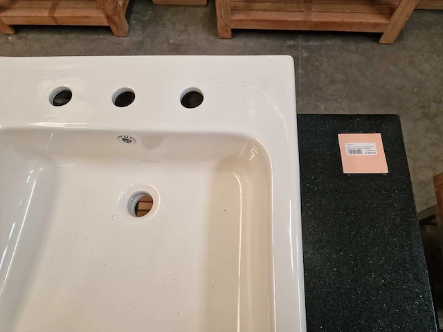 Teakline badkamermeubel saint tropez 90cm met lade + zwarte graniet - afbeelding 5 van  5