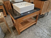 Teakline badkamermeubel saint tropez 90cm met lade + zwarte graniet