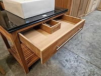 Teakline badkamermeubel saint tropez 90cm met lade + zwarte graniet - afbeelding 3 van  5