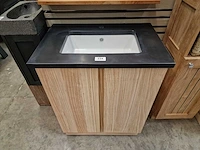 Teakline badkamermeubel singapore 70cm met 2 draaideuren greeploos - afbeelding 4 van  6