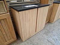 Teakline badkamermeubel singapore 90cm met 2 draaideuren greeploos