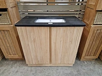 Teakline badkamermeubel singapore 90cm met 2 draaideuren greeploos - afbeelding 2 van  5