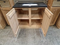 Teakline badkamermeubel singapore 90cm met 2 draaideuren greeploos - afbeelding 4 van  5