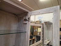 Teakline kolomkast retro grey 2 deuren + 2 deuren glas met legplanken - afbeelding 5 van  5