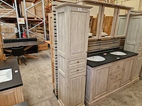 Teakline kolomkast retro grey deuren links open + 2 laden massief - afbeelding 2 van  4