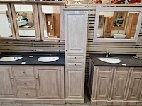 Teakline kolomkast retro grey deuren rechts open + 2 laden massief - afbeelding 1 van  4