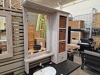 Teakline spiegel met bovenkast retro grey 105cm opbouw met led verlichting - afbeelding 1 van  5